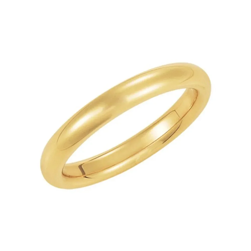 3mm Domed Comfort Fit Wedding Band in 14k Yellow Gold, Size 13